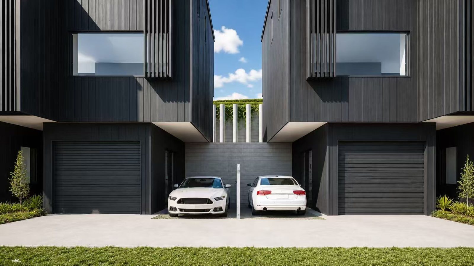 Castor Bay — entry and garaging by day