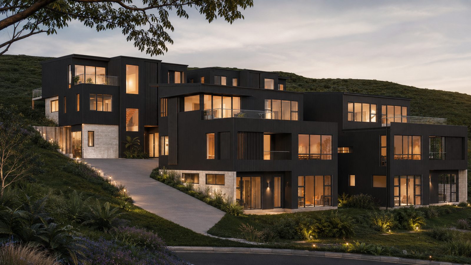 Castor Bay — the development at dusk