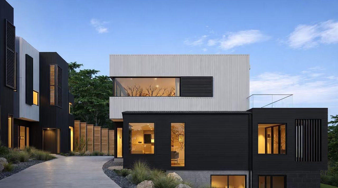 Howick — contemporary home at dusk