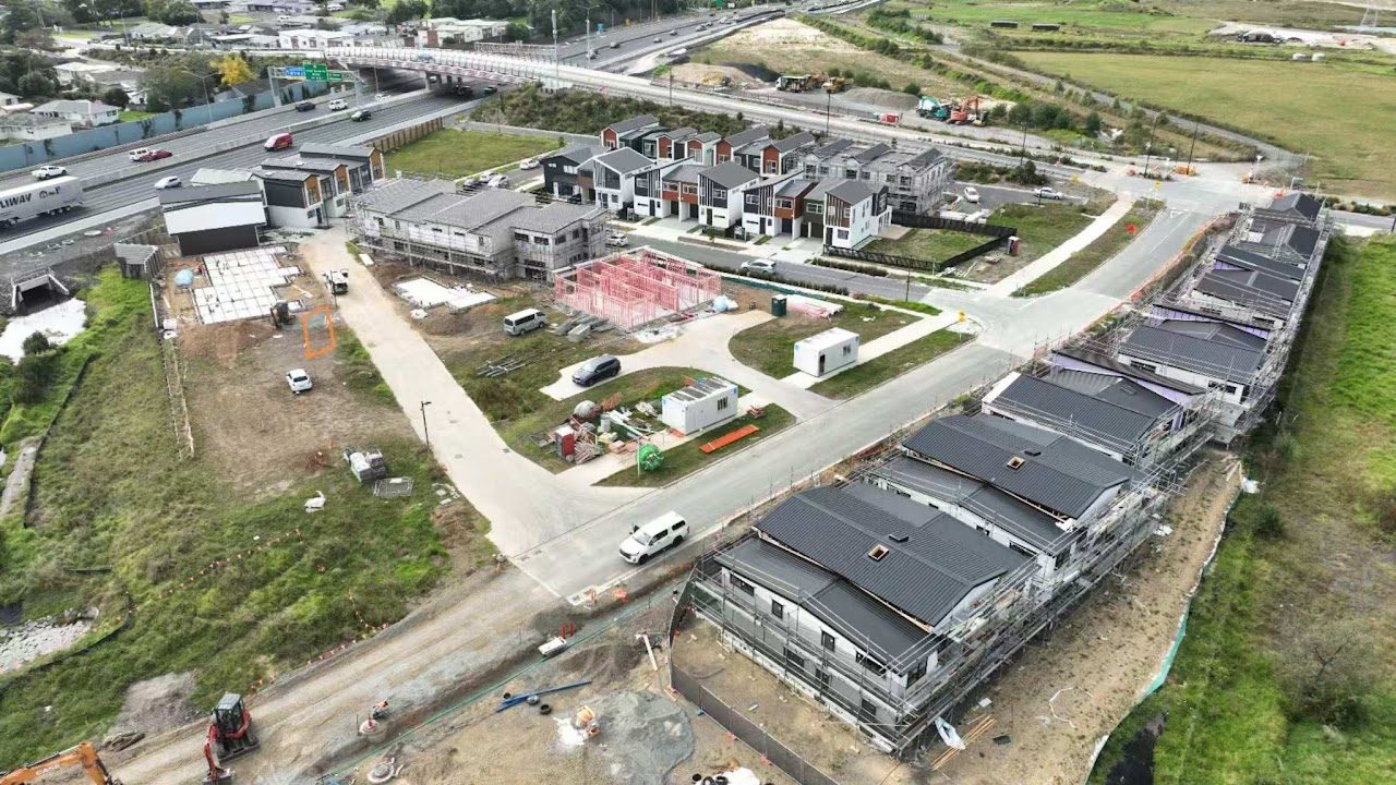 Riverside — homes under construction, aerial view